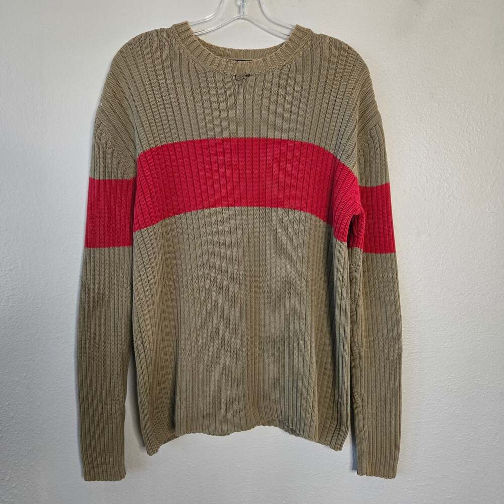 Vintage 90s Structure Distressed Bold Stripe Sweater Size Men's M Pullover Crew